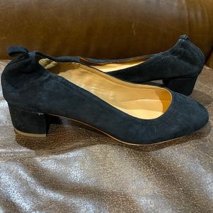 J. Crew Black Suede Chunky Block Heel Size 8